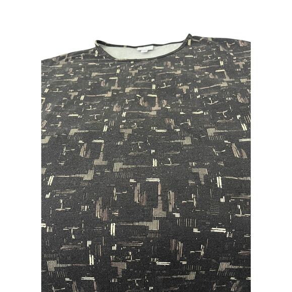 LULAROE SHORT SLV PULL-OVER CREW NECK BLOUSE, WOMENS, M-BROWN WITH GOLD ABSTRACT - Picture 6 of 11